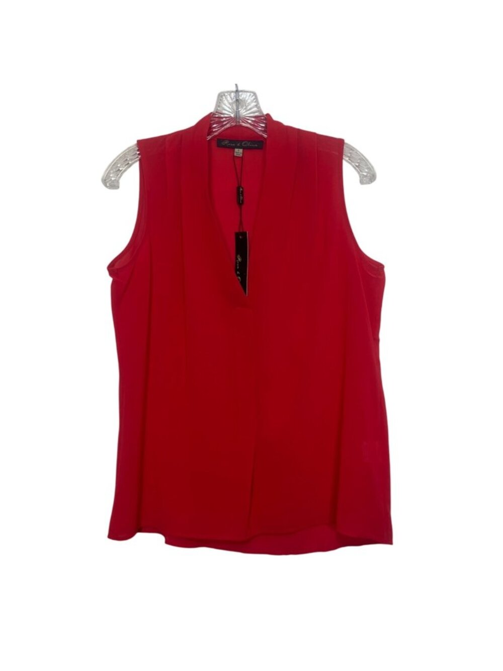 Rose & Olive Sleeveless Blouse Shirt Womens Small Red New Vneck